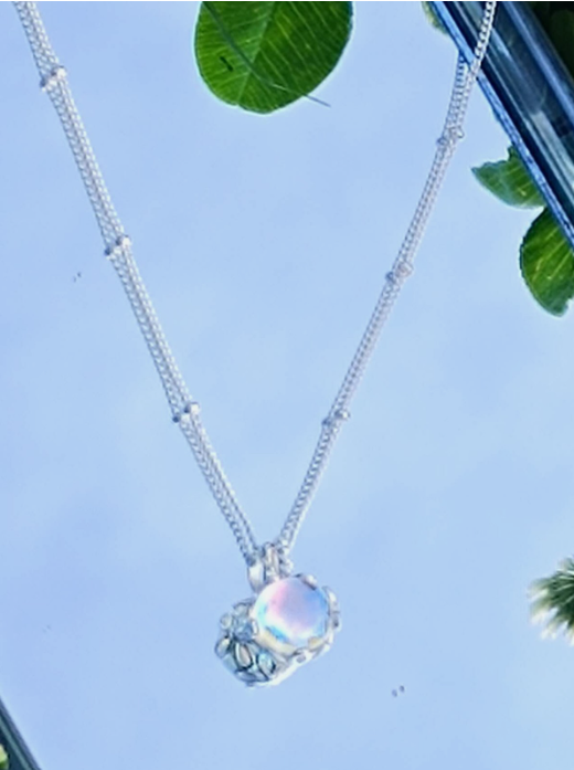 Halskette aus 925er Silber mit Opal-Anhänger, hypoallergen, nickelfrei