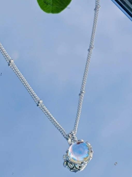Halskette aus 925er Silber mit Opal-Anhänger, hypoallergen, nickelfrei