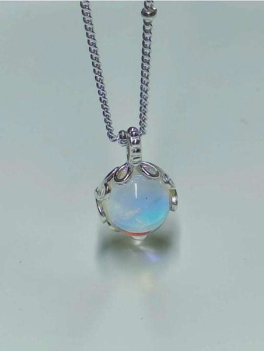 Halskette aus 925er Silber mit Opal-Anhänger, hypoallergen, nickelfrei