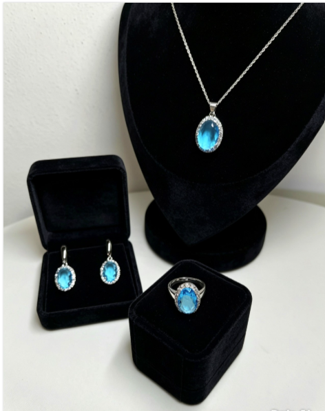 COMPLETE JEWELRY SET NECKLACE, EARRINGS, AND RING (AAA ZIRCON).