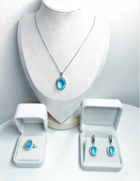 COMPLETE JEWELRY SET NECKLACE, EARRINGS, AND RING (AAA ZIRCON).