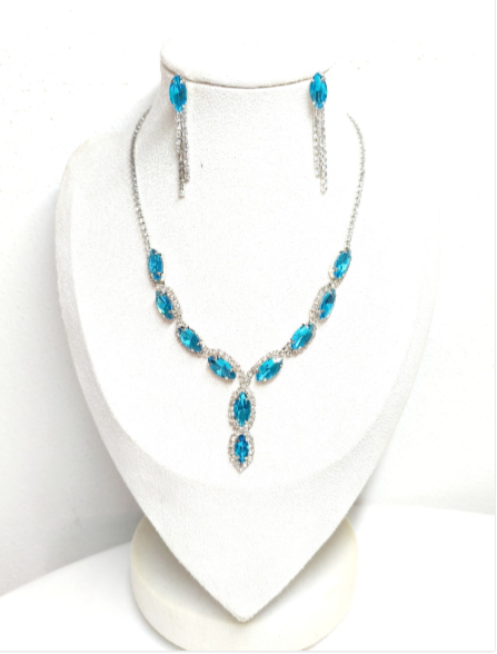 Set Collana e Orecchini con Zirconi Blu