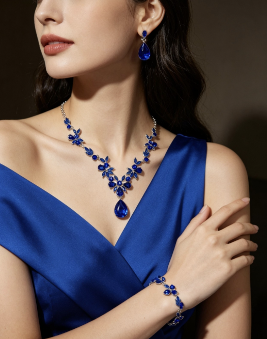 Set di Gioielli 3 Pezzi con Zirconi AAA, Stile Alta Moda