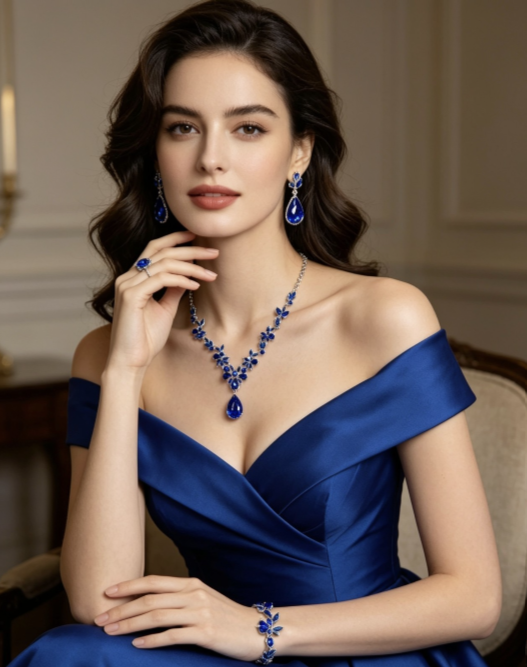 Set di Gioielli 3 Pezzi con Zirconi AAA, Stile Alta Moda