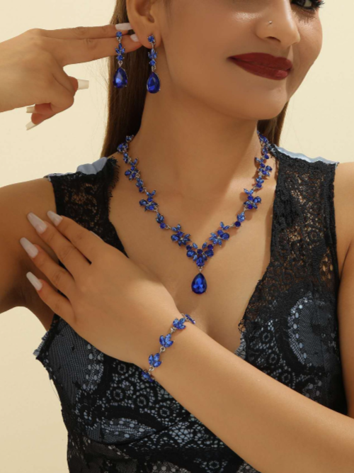Set di Gioielli 3 Pezzi con Zirconi AAA, Stile Alta Moda