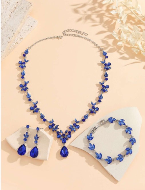 Set di Gioielli 3 Pezzi con Zirconi AAA, Stile Alta Moda