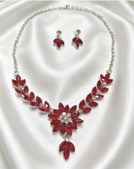 Set Collana e Orecchini con Zirconi AAA, Stile Floreale
