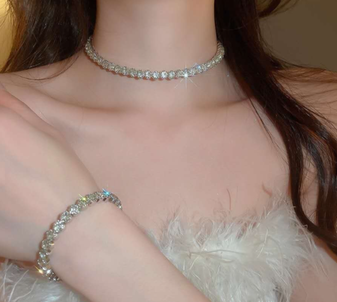 AAA Zircon Necklace, Bracelet and Earrings Set 3 PIECES