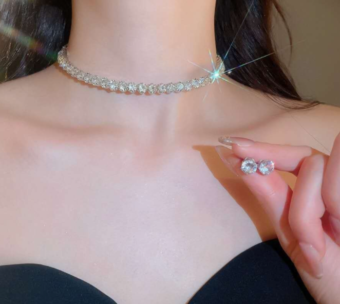 AAA Zircon Necklace, Bracelet and Earrings Set 3 PIECES