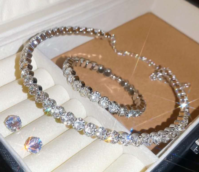 AAA Zircon Necklace, Bracelet and Earrings Set 3 PIECES