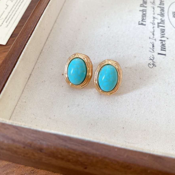 set di perline di pietre turchese naturale multistrati stile vintage 2 pezzi
