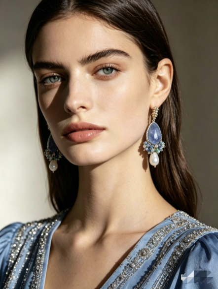 Orecchini con Ametista Naturale e Perle "Segreto blu", (ago d'argento)