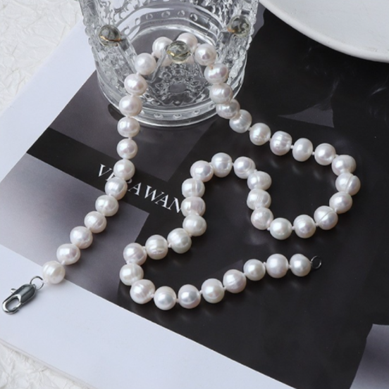 Natural Freshwater Pearl Necklace 8-9MM, Baroque, Women's Wedding Choker