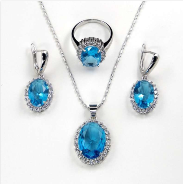 COMPLETE JEWELRY SET NECKLACE, EARRINGS, AND RING (AAA ZIRCON).