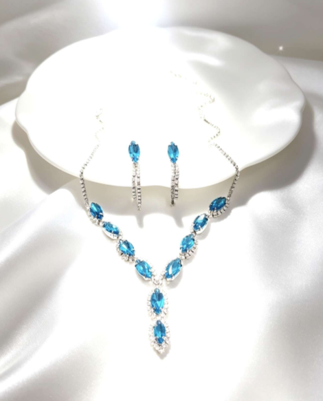 Set Collana e Orecchini con Zirconi Blu
