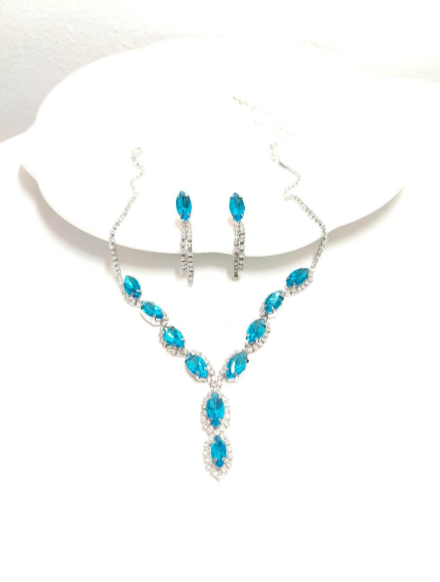 Set Collana e Orecchini con Zirconi Blu