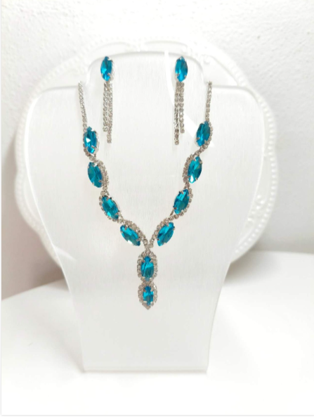 Set Collana e Orecchini con Zirconi Blu