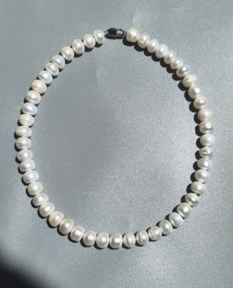 Halskette aus großen Süßwasserperlen 11-12 mm, luxuriöse weiße Perlenkette