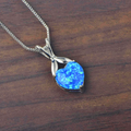 18K white gold plated necklace with heart-shaped opal