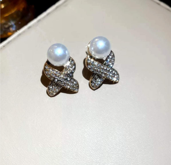 Set Collana e Orecchini con Perle e Zirconi - Stile Francese Elegante