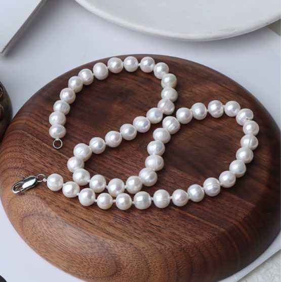 Natural Freshwater Pearl Necklace 8-9MM, Baroque, Women's Wedding Choker