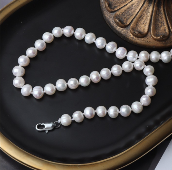 Natural Freshwater Pearl Necklace 8-9MM, Baroque, Women's Wedding Choker