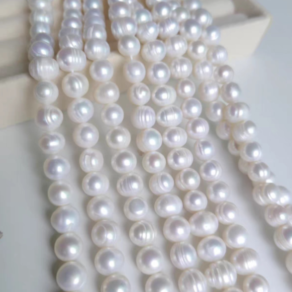 Natural Freshwater Pearl Necklace 8-9MM, Baroque, Women's Wedding Choker