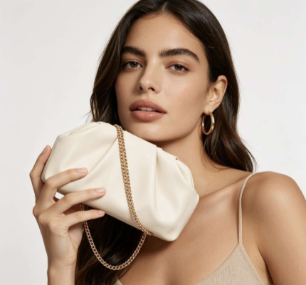 Pochette da Sera a Nuvola con Catena Oro, Borsa a Tracolla