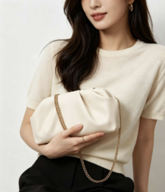 Pochette da Sera a Nuvola con Catena Oro, Borsa a Tracolla