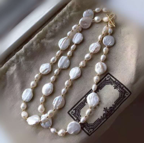 collana di perle barocche vere e perle d'acqua dolce naturali