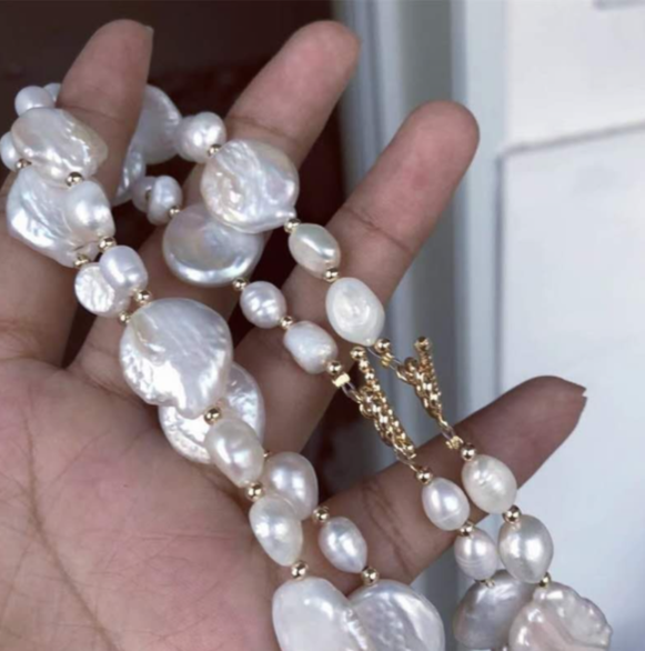 collana di perle barocche vere e perle d'acqua dolce naturali