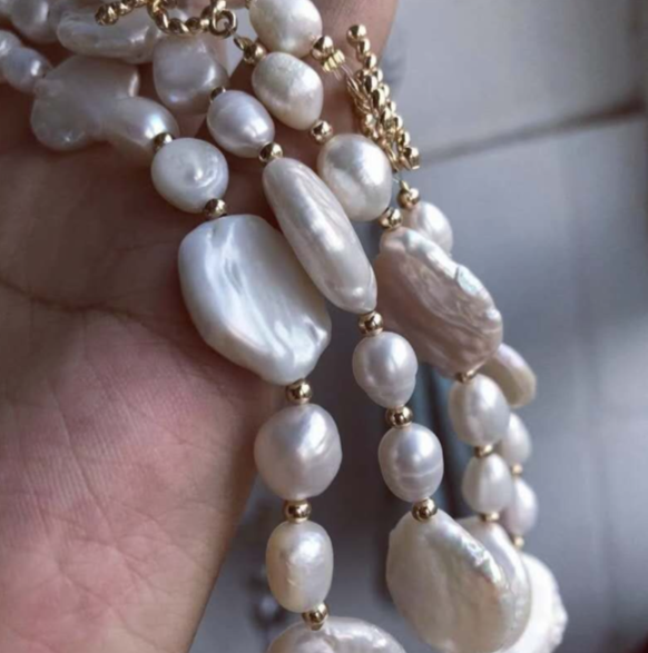 collana di perle barocche vere e perle d'acqua dolce naturali