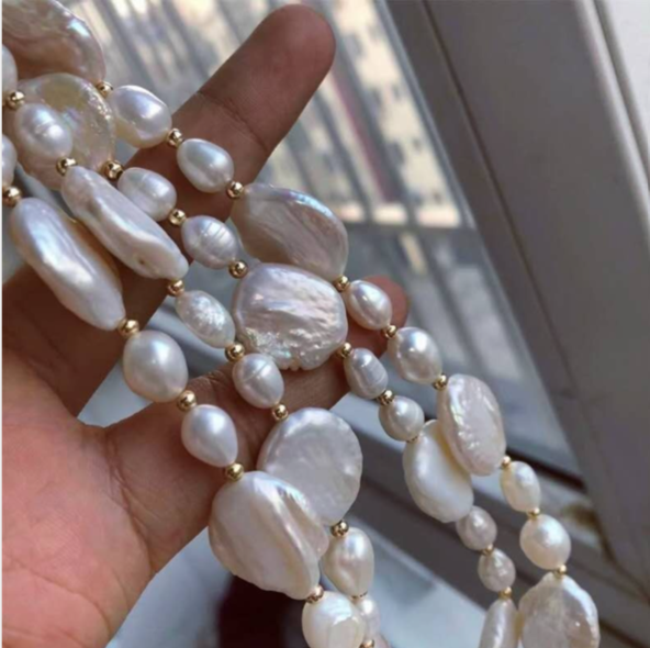 collana di perle barocche vere e perle d'acqua dolce naturali