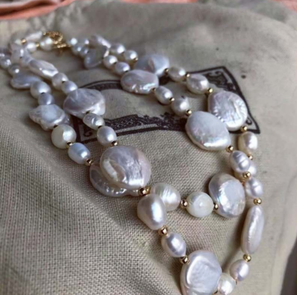 collana di perle barocche vere e perle d'acqua dolce naturali