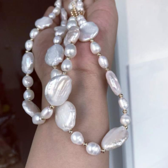collana di perle barocche vere e perle d'acqua dolce naturali