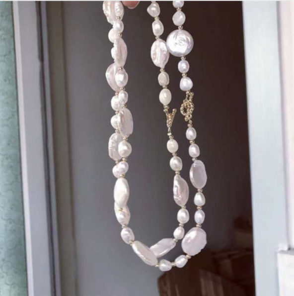 collana di perle barocche vere e perle d'acqua dolce naturali