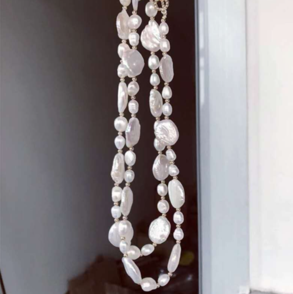collana di perle barocche vere e perle d'acqua dolce naturali