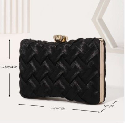 Fashion pochette da sera rigida di seta intrecciato con chiusura di cristallo