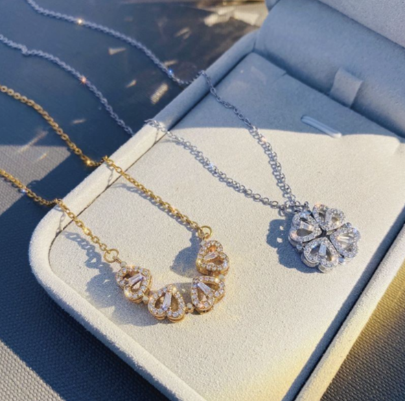 collana in argento 925 quadrifoglio e cuore