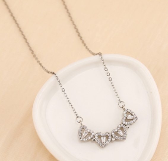collana in argento 925 quadrifoglio e cuore