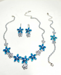 Floral Blue Zircon Jewelry Set 3 PIECES