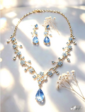 Zircon Set Jewelry-Flowering Branch Necklace and Earrings