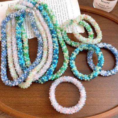 Handmade braided crystal set with magnetic clasp 2 PIECES