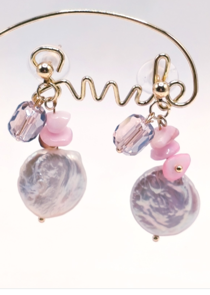 2-teiliges Set aus echten Perlen und Edelsteinen (Ohrhänger aus Silber)