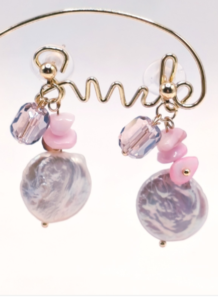 2-teiliges Set aus echten Perlen und Edelsteinen (Ohrhänger aus Silber)