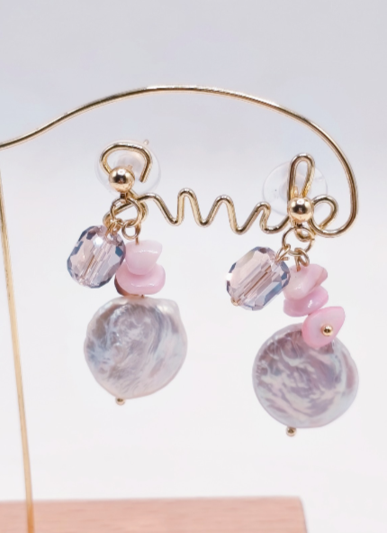 2-teiliges Set aus echten Perlen und Edelsteinen (Ohrhänger aus Silber)
