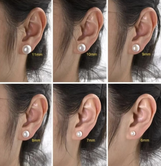 Paar Ohrringe, natürliche, glatte Perlen 9~9,5mm, SILBERSTECKER