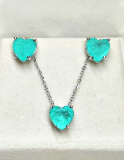 Steel set with Paraiba Stone Heart shape(S925 silver stud earrings)