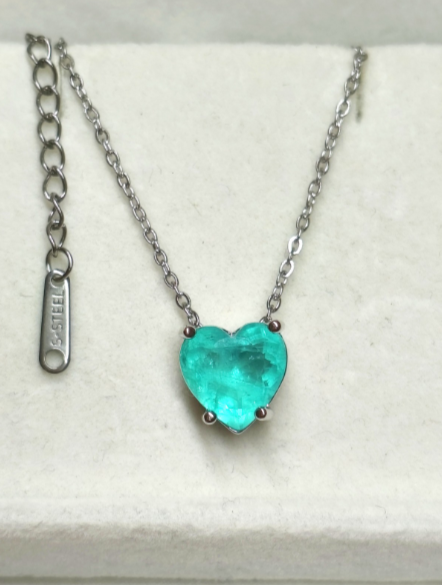 Steel set with Paraiba Stone Heart shape(S925 silver stud earrings)