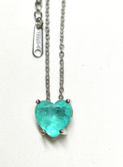 Steel set with Paraiba Stone Heart shape(S925 silver stud earrings)
